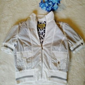 Windbreaker Maralyn & Me White Animal Jacket Sz M